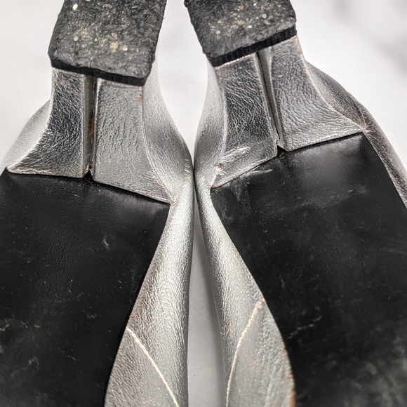 Vintage silver foil leather & rhinestone heels pumps - Picture 6 of 8